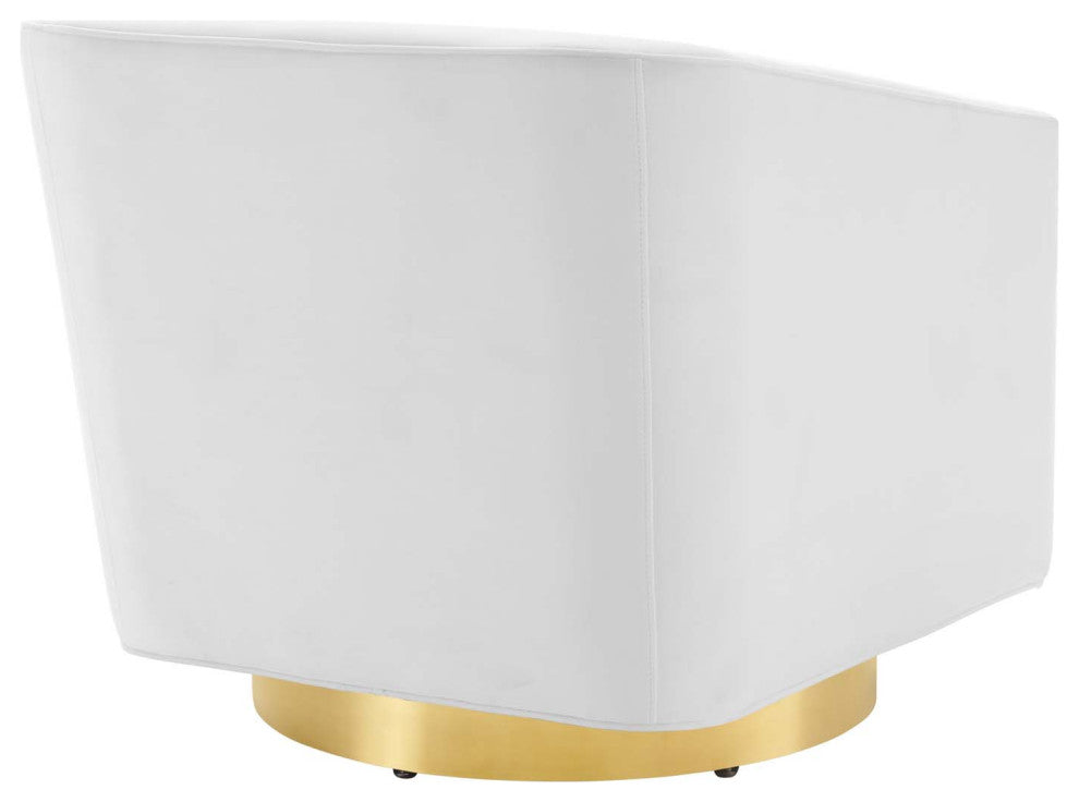 Twist Accent Lounge Performance Velvet Swivel Chair, Gold White