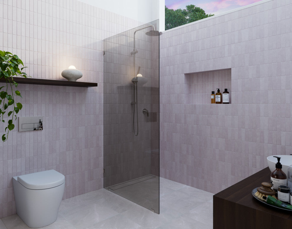 Ursa 36"x78" Frameless Single Glass Shower Panel, Gray Tint, Polished Nickel