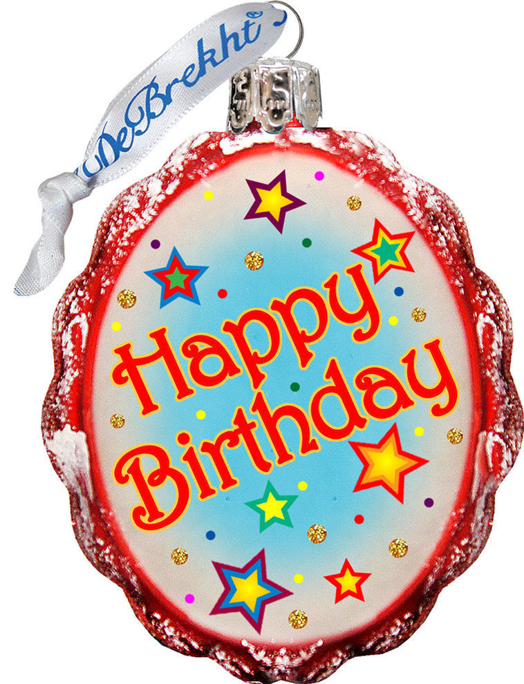 Keepsake Happy Birthday Glass Scenic Ornament