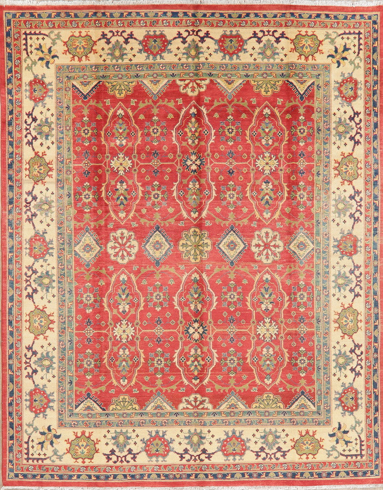 HandKnotted Super Kazak Traditional Pakistani Oriental Area Rug, Red 9'11"X 8'1"