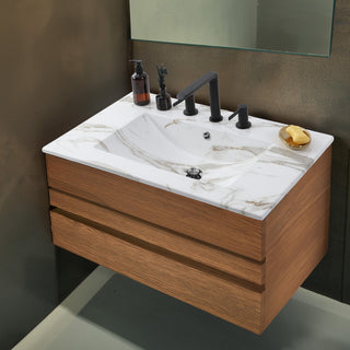 Ancillary 3-Hole Contemporary Rectangular Ceramic Single Sink Basin Vanity Top