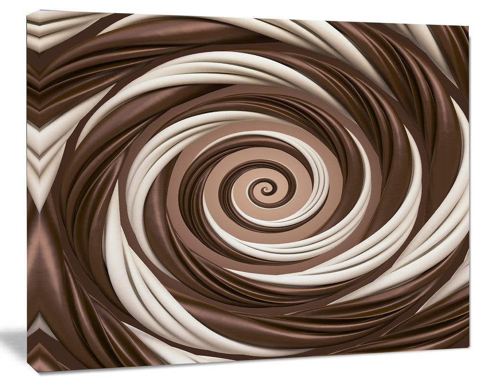 Chocolate and Milk Candy Spiral Design, Abstract Canvas Art Print, 20"x12"