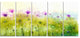 "Green Purple Abstract Cosmos of Flowers" Flower Wall Art, 5 Panels, 60"x28"