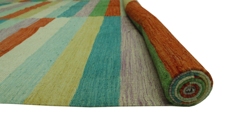 Hand-Woven Winchester Kilim Candis Ivory/Rust Rug, 8'2x11'6