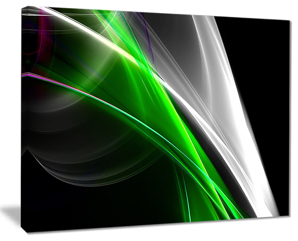 "Fractal Lines Green White" Abstract Digital Art Canvas Print