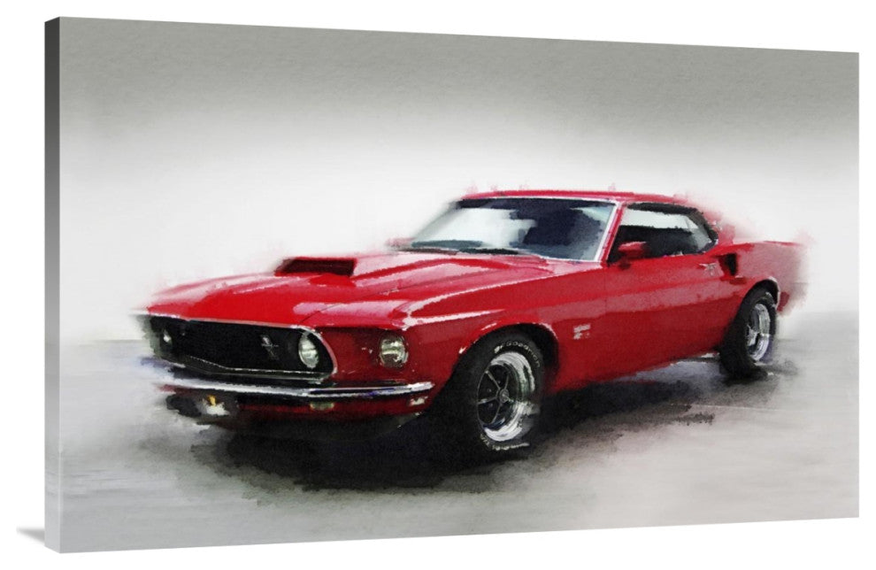"1969 Ford Mustang Watercolor" Fine Art Print