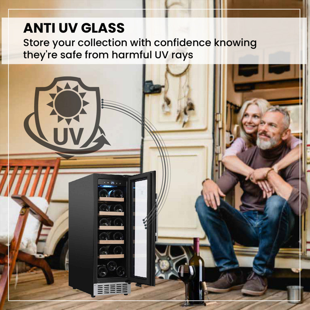18 bottle Built-in/Freestanding Wine Ref with 7 color LED Lights, Black