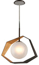 Origami LED Dining Pendant, Bronze With Gold Leaf With Frosted Clear Glass