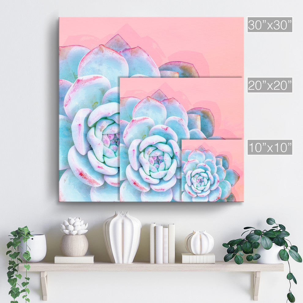 Ready2HangArt ''Awaken I'' Wrapped Canvas Succulent Wall Art, 20"x20"