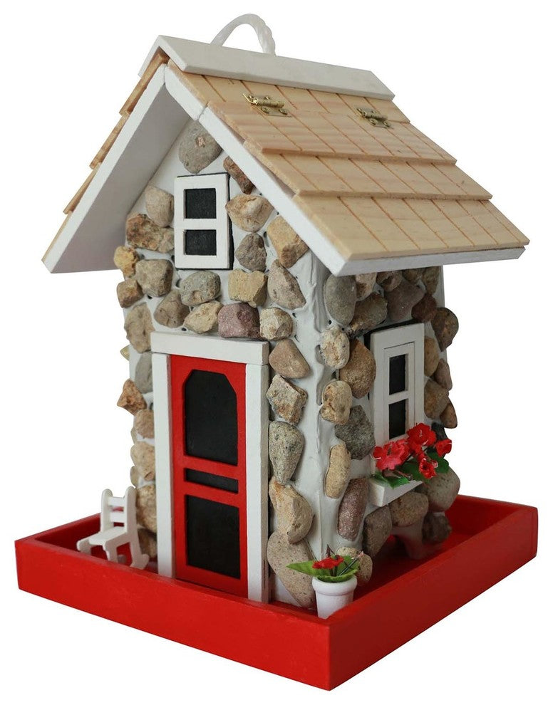 Fieldstone Guest Cottage Bird Feeder, Stone