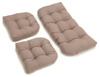 U-Shaped Twill Tufted Settee Cushions, 3-Piece Set, Toffee