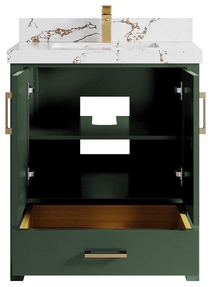 Malibu 30 Single Sink Bath Vanity in Lafayette Green 2" Viola Brown