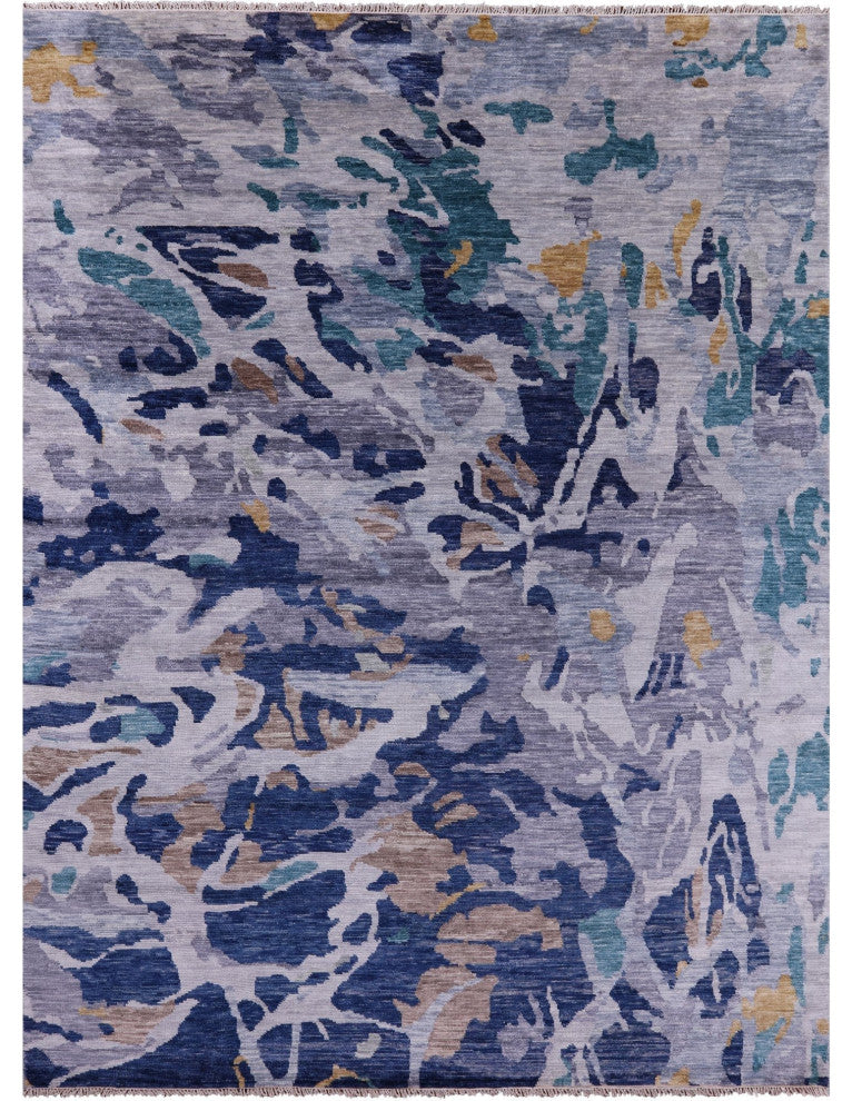 8' 11" X 11' 9" Abstract Handmade Wool Rug Q8578