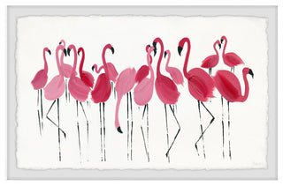 "Blushing Flamingos" Framed Painting Print, 36"x24"