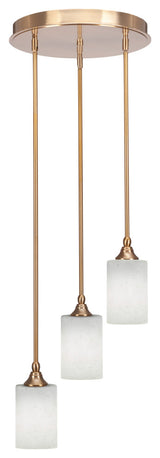 Empire 3-Light Cluster Pendalier, New Age Brass/White Muslin
