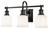 Keswick 3-Light Bath and Vanity With Opal Glossy Glass Shade, Old Bronze