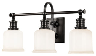 Keswick 3-Light Bath and Vanity With Opal Glossy Glass Shade, Old Bronze
