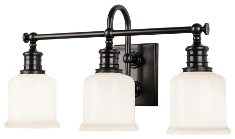 Keswick 3-Light Bath and Vanity With Opal Glossy Glass Shade, Old Bronze