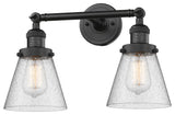 Small Cone 2-Light LED Bath Fixture, Matte Black, Glass: Seedy