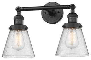 Small Cone 2-Light LED Bath Fixture, Matte Black, Glass: Seedy