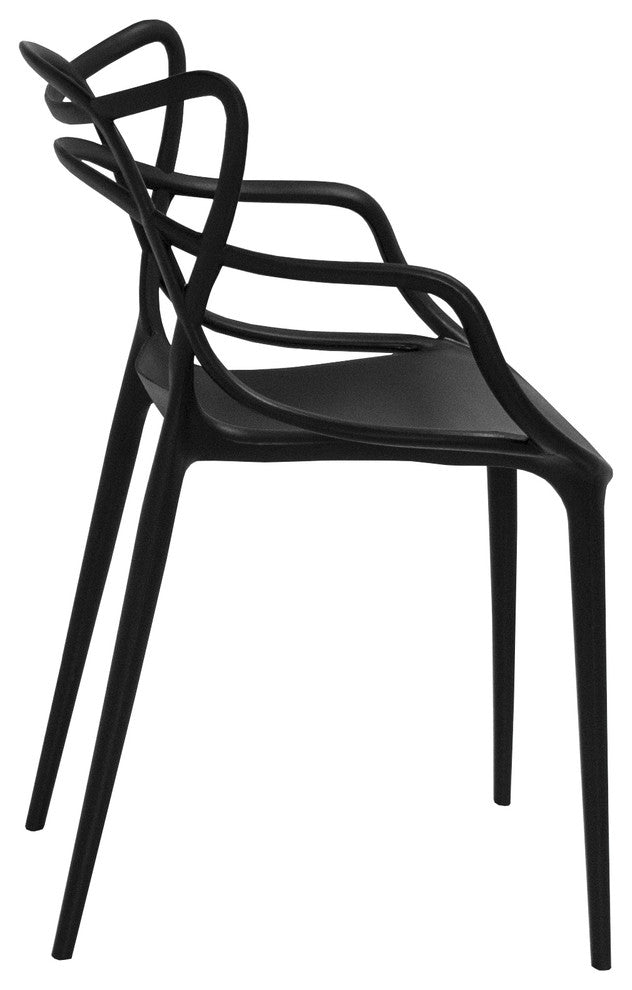 Mod Made Modern Plastic Loop Dining Chair, Set of 2, Black