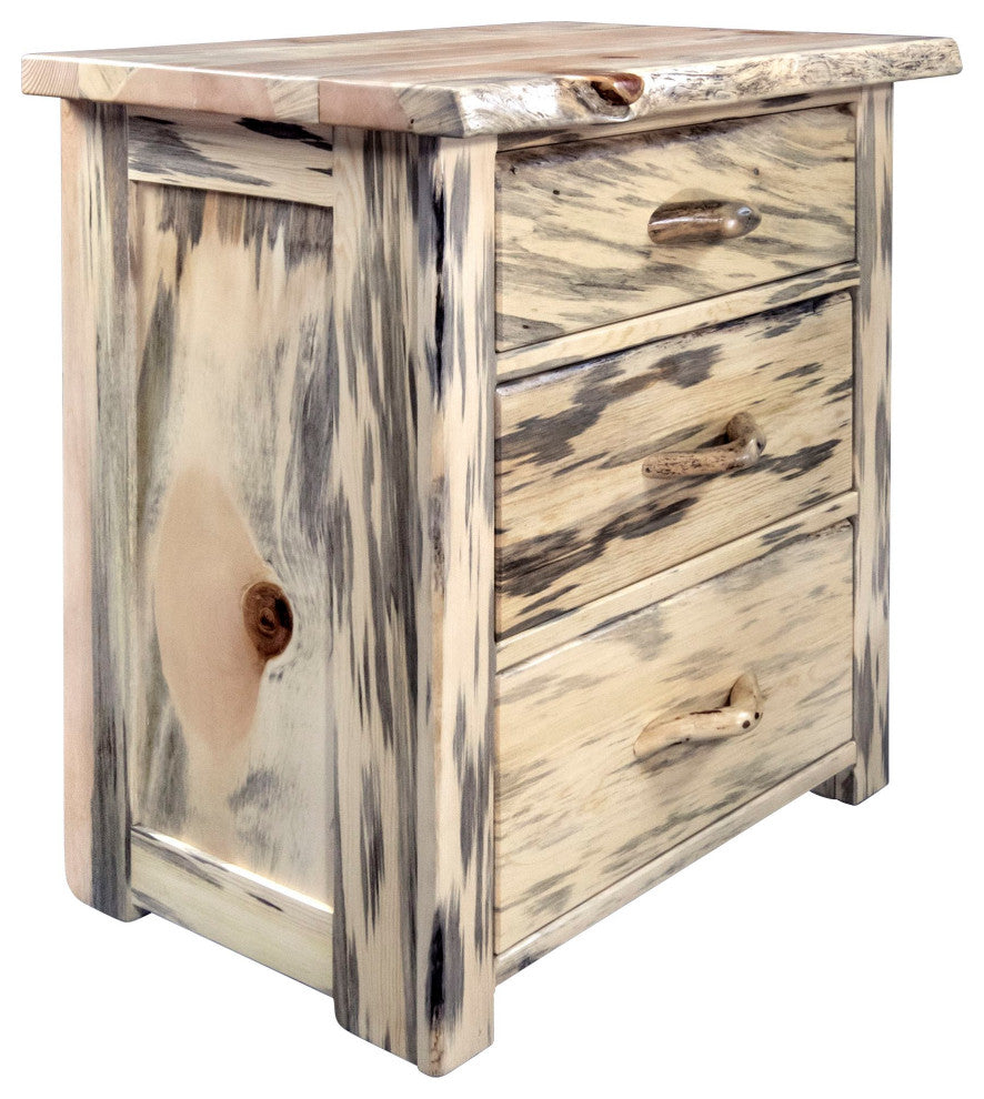 Big Sky Collection Live Edge 3 Drawer Chest of Drawers, Natural