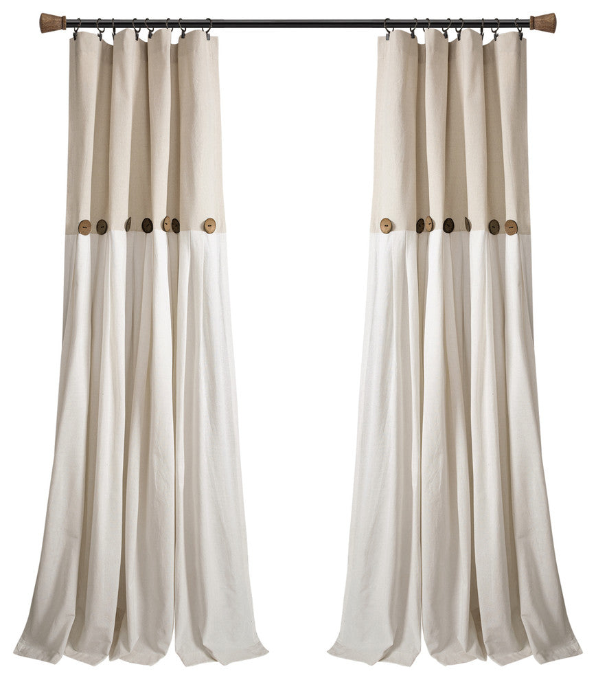 Linen Button Single Window Panel, Linen, 95"x40"