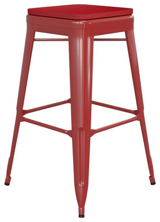 Kai Commercial Grade 30"H Metal Counter Stool, Red/Red