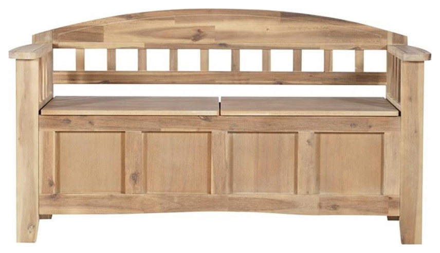 Linon Lottie Entryway Wood Split Seat Storage Bench in Washed Natural