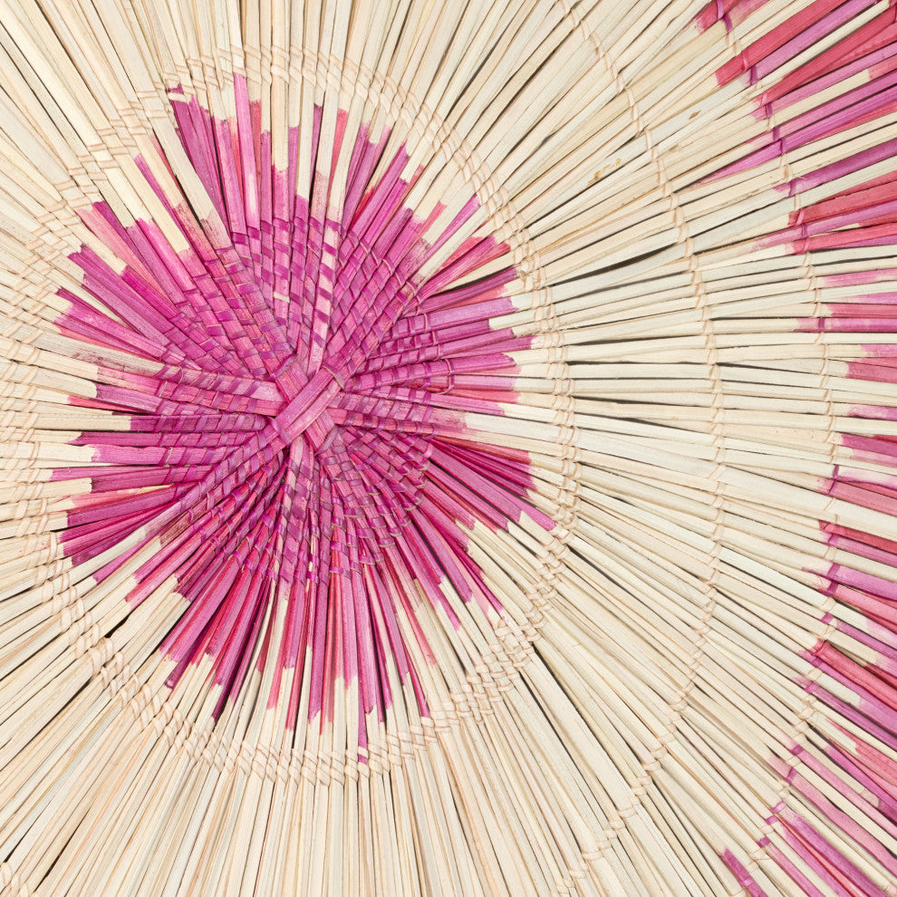 Global Crafts Sun Circle Wall Decor, Artisan Crafted, Malawi, Pink Burst