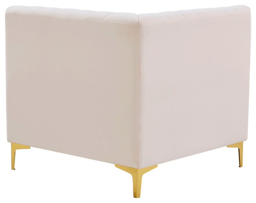 Alina Velvet Upholstered Modular Corner Chair, Pink