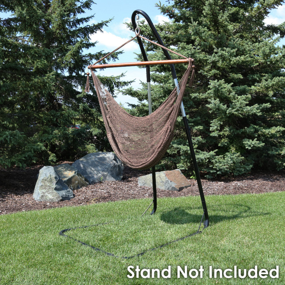 Sunnydaze Soft Polyester Extra-Large Hanging Caribbean Hammock Chair, Mocha