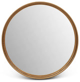 Samar 23" Round Mirror, Antique Brass