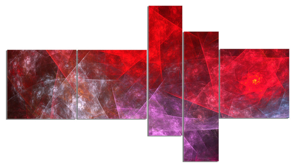 Red Purple Symphony of Gems, Abstract Canvas Art Print, 60"x32", 5 panels