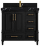 Aberdeen 36 Center Sink Bath Vanity In Black 2" Calacatta Black