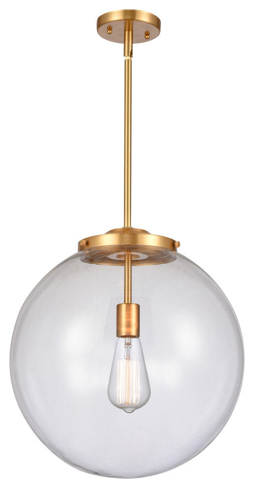 Beacon Pendant, Satin Gold, Clear, Clear