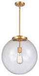 Beacon Pendant, Satin Gold, Clear, Clear