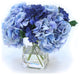 Blue and Navy Hydrangeas in Square Vase