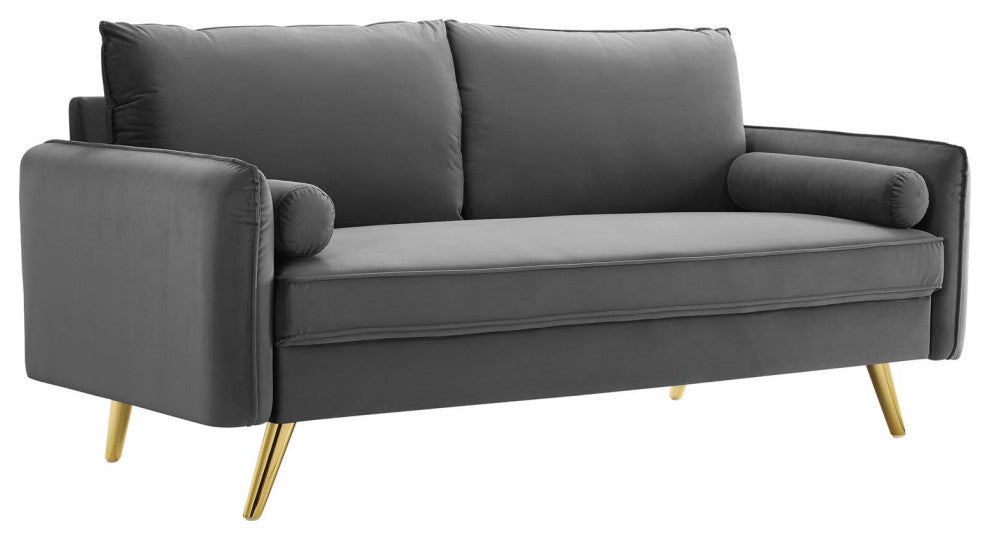 Revive Performance Velvet Sofa - Gray