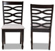 Grey Fabric Upholstered Espresso Brown Finished Wood 2-Piece Dining Chair Set