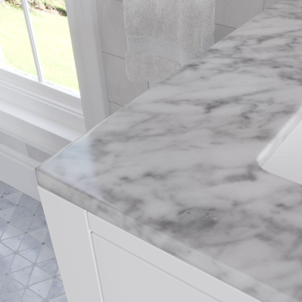The Polaris Bathroom Vanity, Pure White, 72", Double Sink, Freestanding
