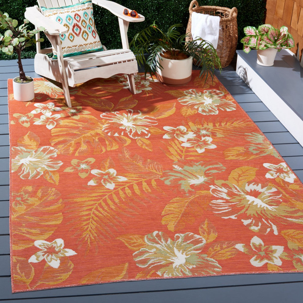 Safavieh Sunrise Collection SUN671 Indoor-Outdoor Rug, Ivory/Rust Sage, 5'3"x7'7"