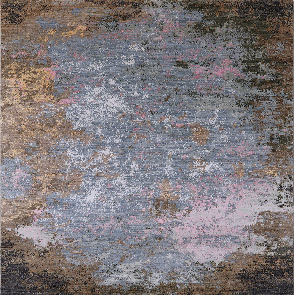 Ahgly Company Indoor Square Mid-Century Modern Area Rugs, 7' Square