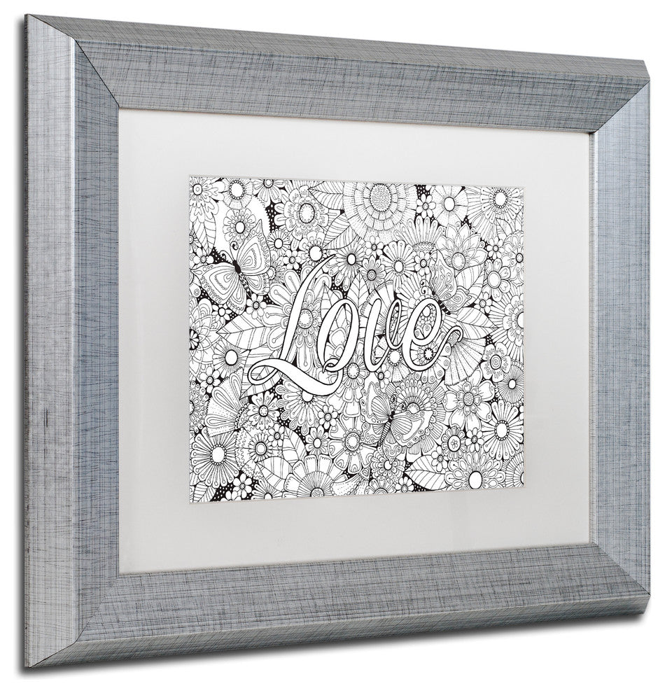 Hello Angel ''Love in the Garden'' Art, Silver Frame, White Mat, 14x11