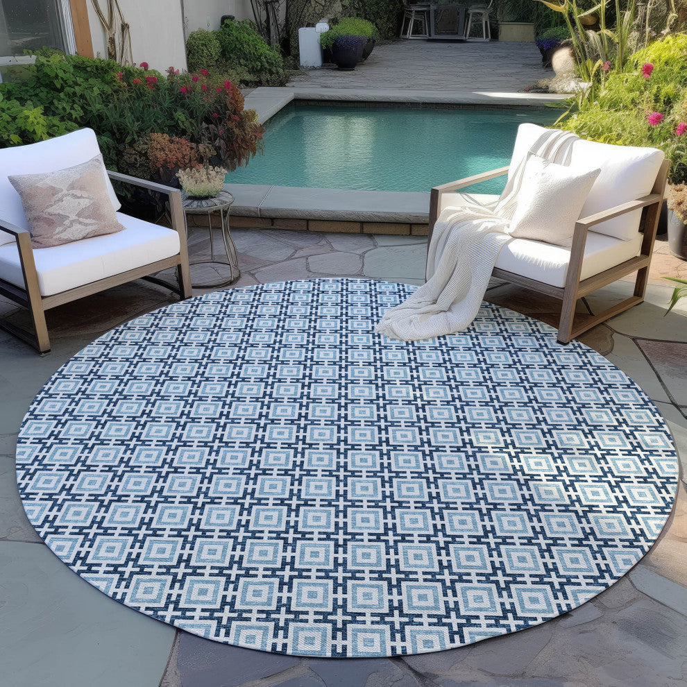 Indoor/Outdoor Marlo MO1 Navy Machine Washable 10' x 10' Rug