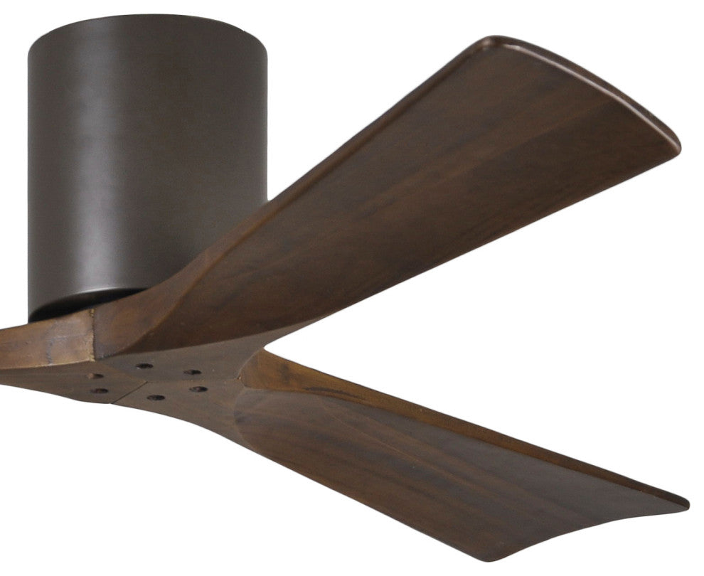 Irene-3 52" Hugger Ceiling Fan, Textured Bronze With Walnut Blades