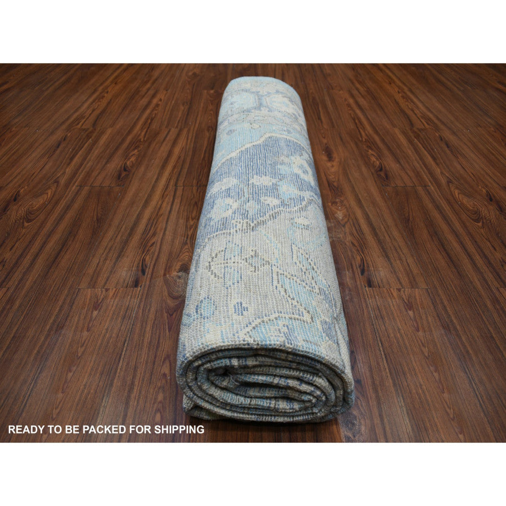 Light Blue, Hand Knotted Anatolian Village Inspired Wool Rug, 8'0"x9'6"