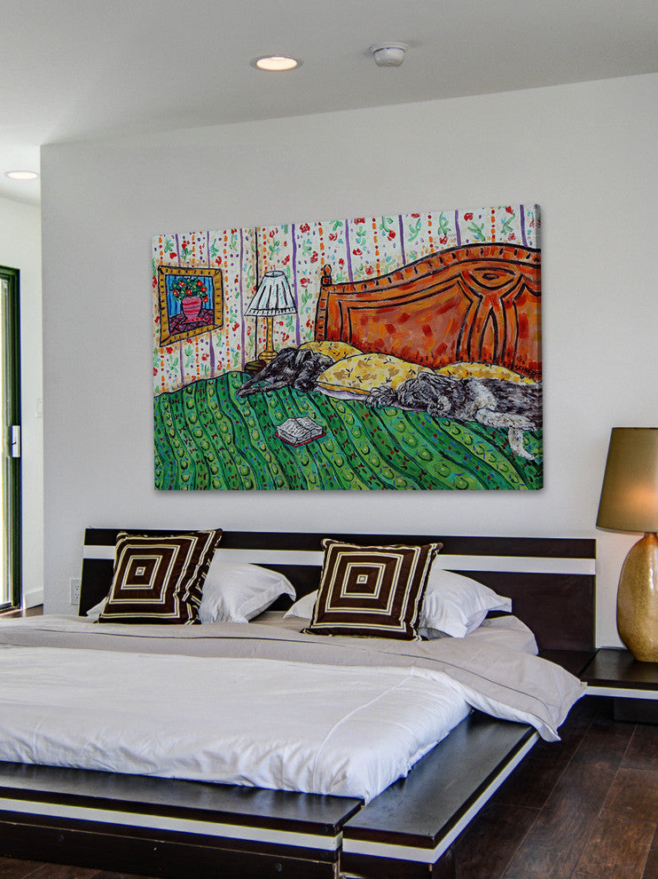 "Sleeping Dogs" Painting Print on Wrapped Canvas, 24"x16"