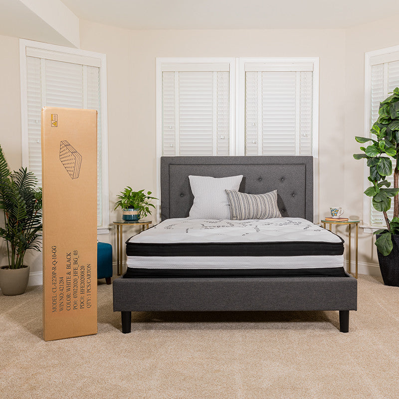 10" CertiPUR, US Certified Hybrid Pocket Spring Mattress, Mattress, a Box, Queen