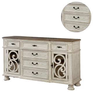 Rustic Natural Tone Dining Room Server, Antique White